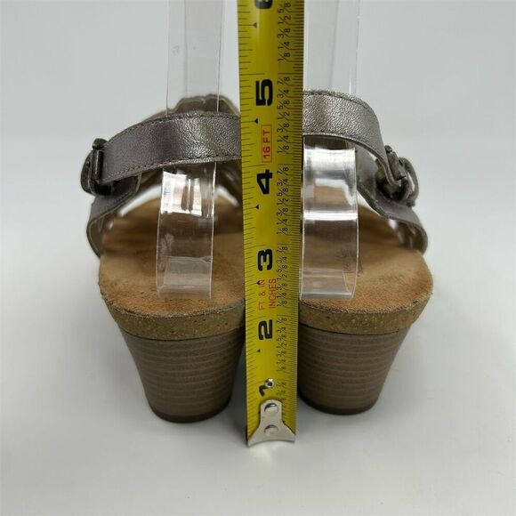 Josef Seibel Silver Leather Slingback Sandals Size 38 (US 7-7.5) Open Toe Casual - Picture 9 of 13